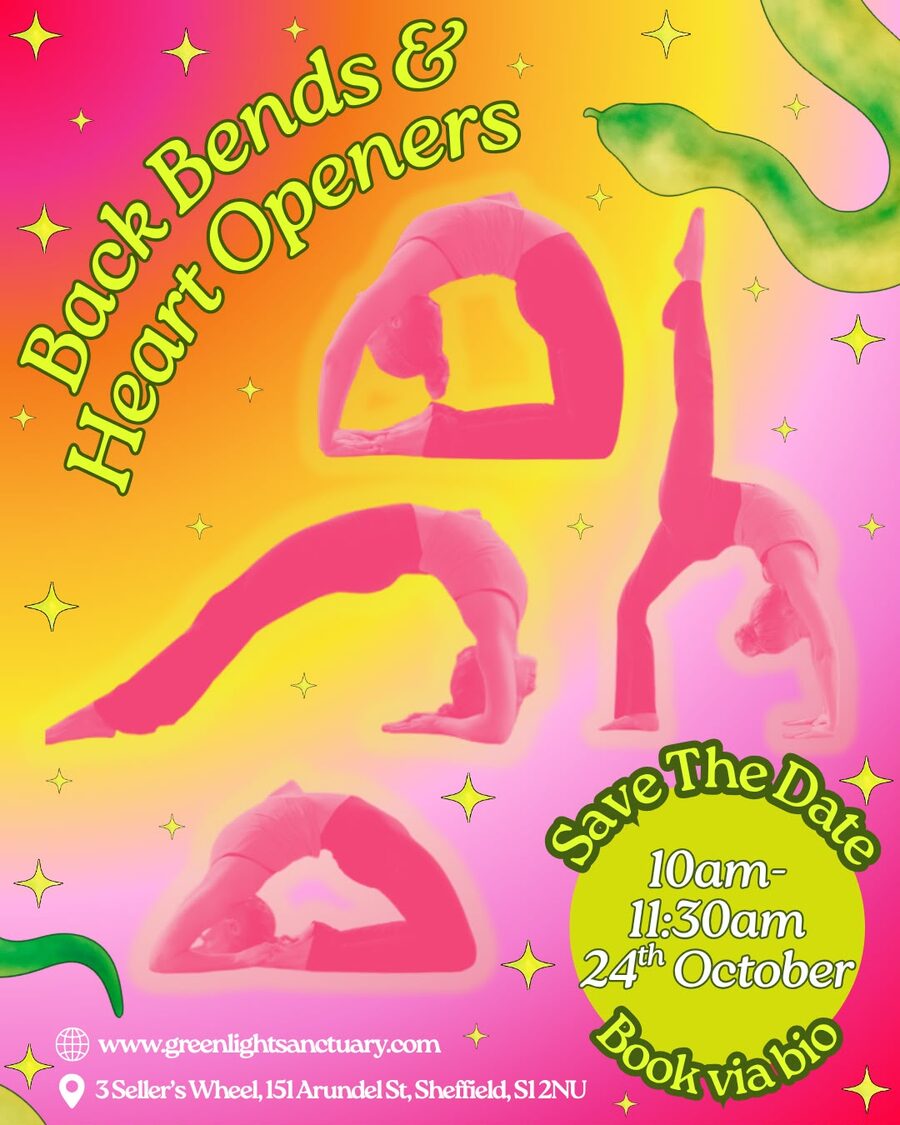 Back Bends and Heart Openers workshop, four backbend poses, Saturday 24th October
